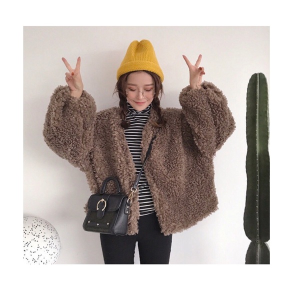🤎 SALE 🤎CAMEL BROWN FLEECE COAT - Picture 1 of 11